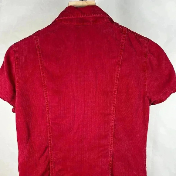 Viva Vida Size Small Dress Red Corduroy Button Down Short Sleeve - Picture 5 of 6